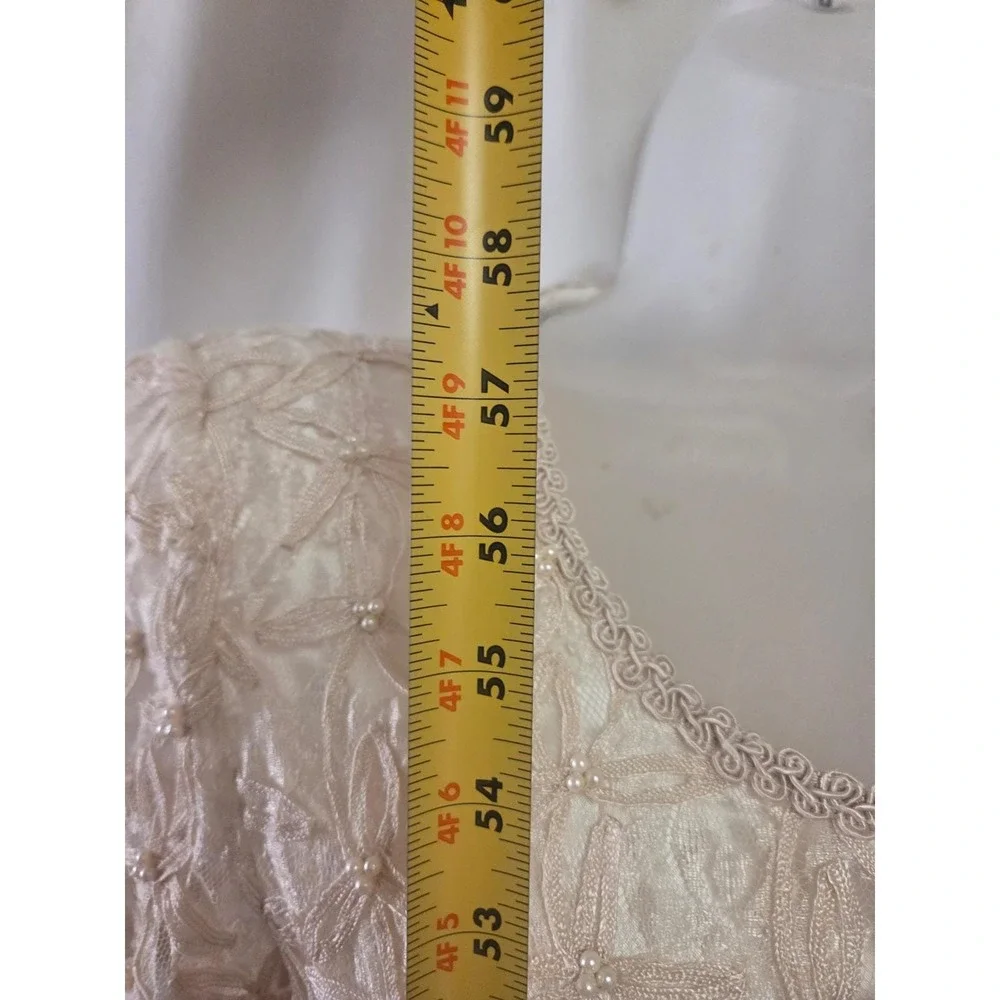 VTG SCALA Beaded Lace 2Pc Evening‎ Gown Set Champagne Mother Bride Formal 90s